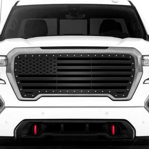 1 Piece Steel Grille for GMC Sierra 2019-2021 - STRAIGHT AMERICAN FLAG