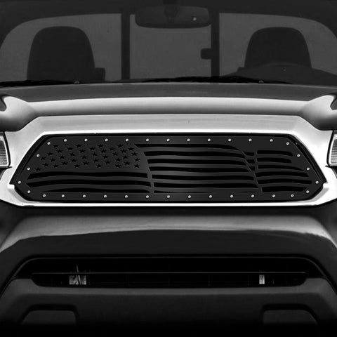 1 Piece Steel Grille for Toyota Tacoma 2012-2015 - WAVY AMERICAN FLAG
