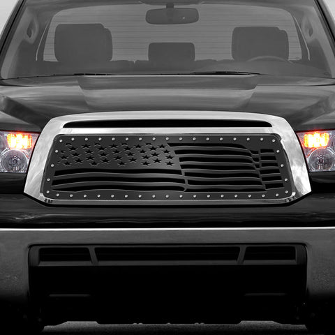 1 Piece Steel Grille for Toyota Tundra 2010-2013 - WAVY AMERICAN FLAG