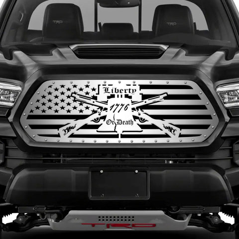 1 Piece Steel Grille for Toyota Tacoma 2016-2017 - LIBERTY OR DEATH w/ STAINLESS STEEL FINISH