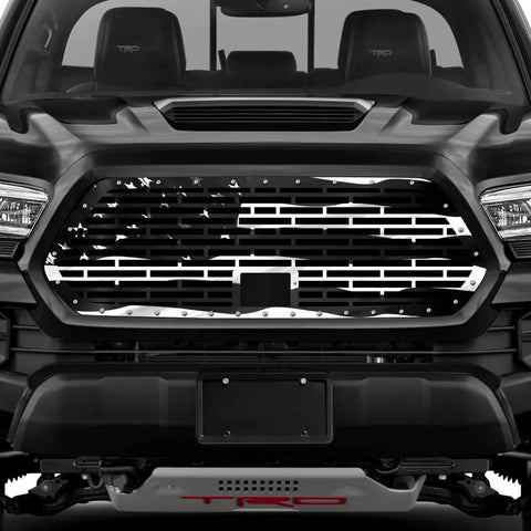 1 Piece Steel Pro Style Grille for Toyota Tacoma 2018-2023 - Printed Subdued Flag
