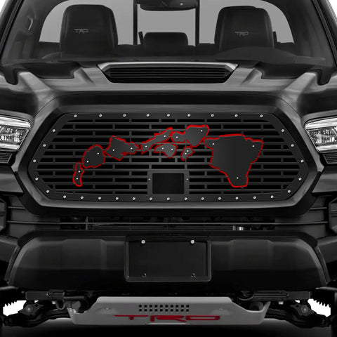 1 Piece Steel Pro Style Grille for Toyota Tacoma 2018-2023 - HAWAII w/ ACRYLIC UNDERLAY