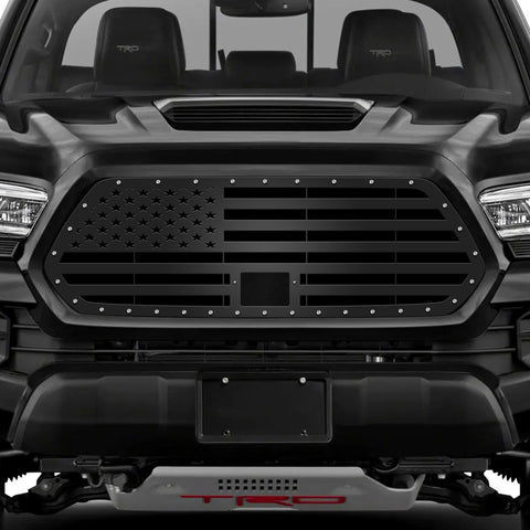 1 Piece Steel Pro Style Grille for Toyota Tacoma 2018-2023 - STRAIGHT AMERICAN FLAG