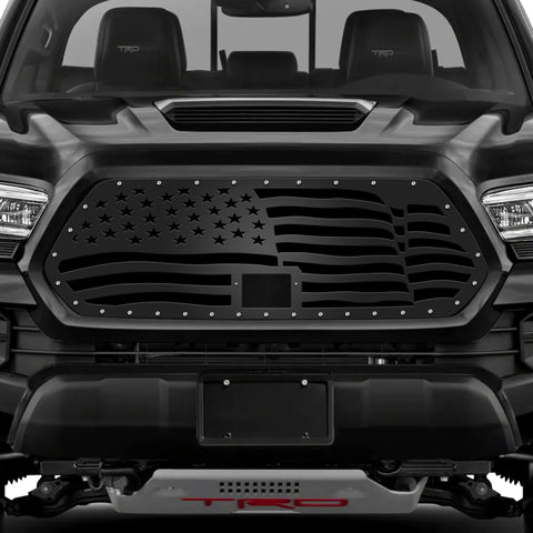 1 Piece Steel Pro Style Grille for Toyota Tacoma 2018-2022- WAVY AMERICAN FLAG