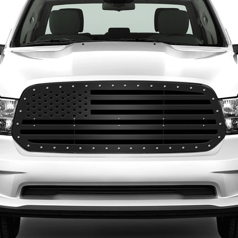 1 Piece Steel Grille for Dodge Ram 1500 2013-2018 - STRAIGHT AMERICAN FLAG
