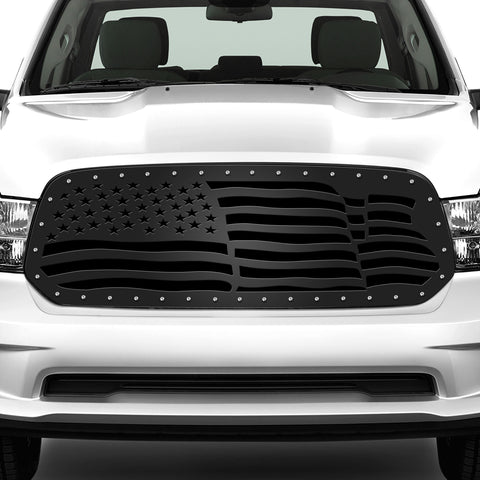 1 Piece Steel Grille for Dodge Ram 1500 2013-2018 - WAVY AMERICAN FLAG
