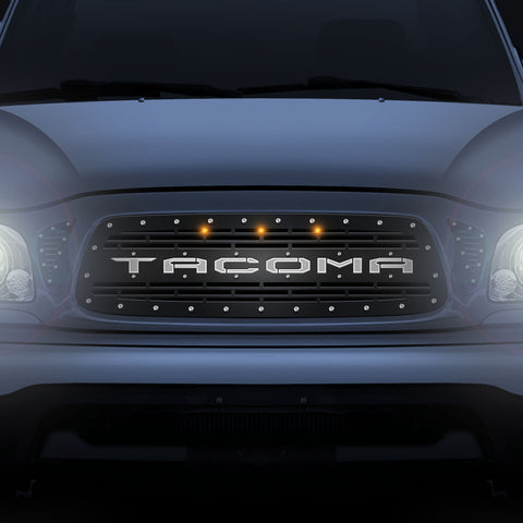 3 Piece LED X-Lite Steel Grille for Toyota Tacoma 2001-2004 -TACOMA w/ 3 AMBER RAPTOR LIGHTS