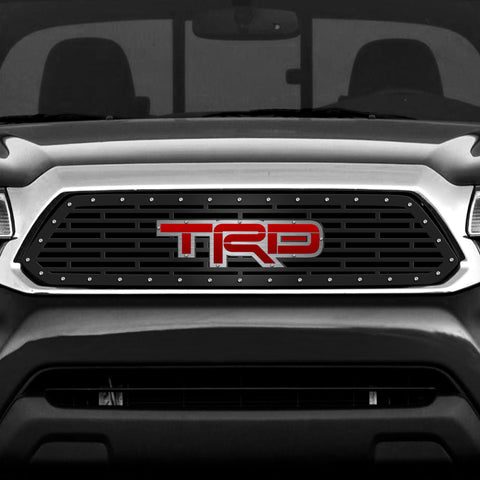 1 Piece Steel Grille for Toyota Tacoma 2012-2015 - TRD w/ RED ACRYLIC UNDERLAY