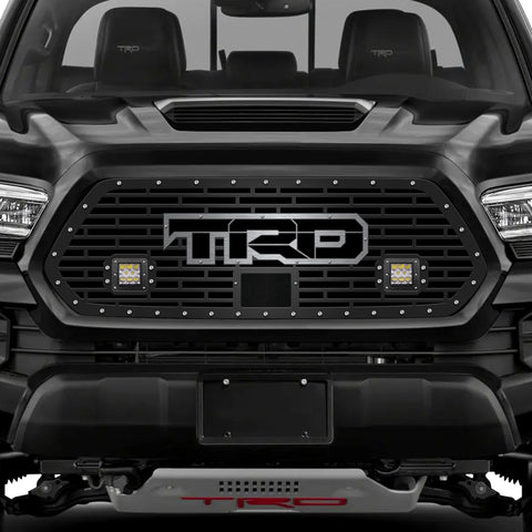 1 Piece Steel Pro Style Grille for Toyota Tacoma 2018-2022 - TRD w/ LED Lights Pods + SS Accent