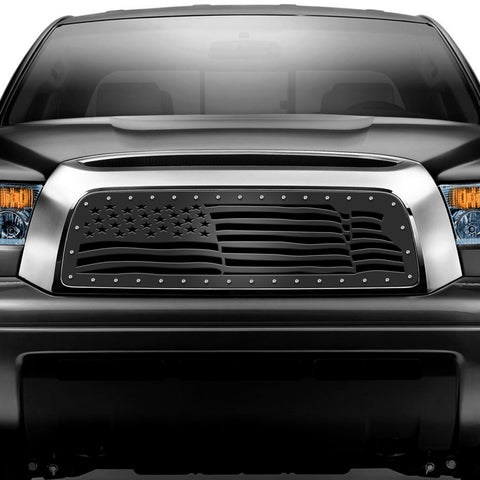 1 Piece Steel Grille for Toyota Tundra 2007-2009 - WAVY AMERICAN FLAG