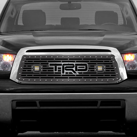 1 Piece Steel Grille for Toyota Tundra 2010-2013 - TRD w/ LED Light Pods + Stainless Steel Accent