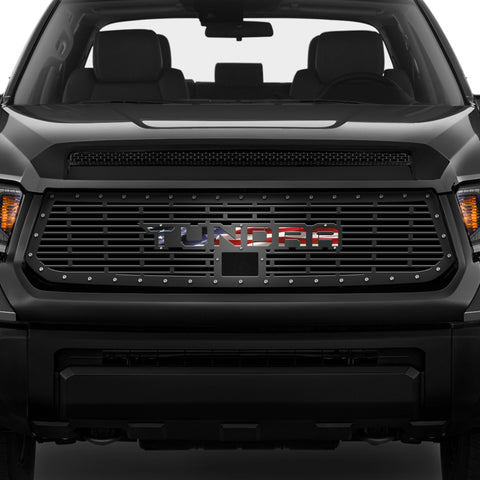 1 Piece Steel Grille for Toyota Tundra 2018-2021  Sport - TUNDRA V1 w/ AMERICAN FLAG UNDERLAY