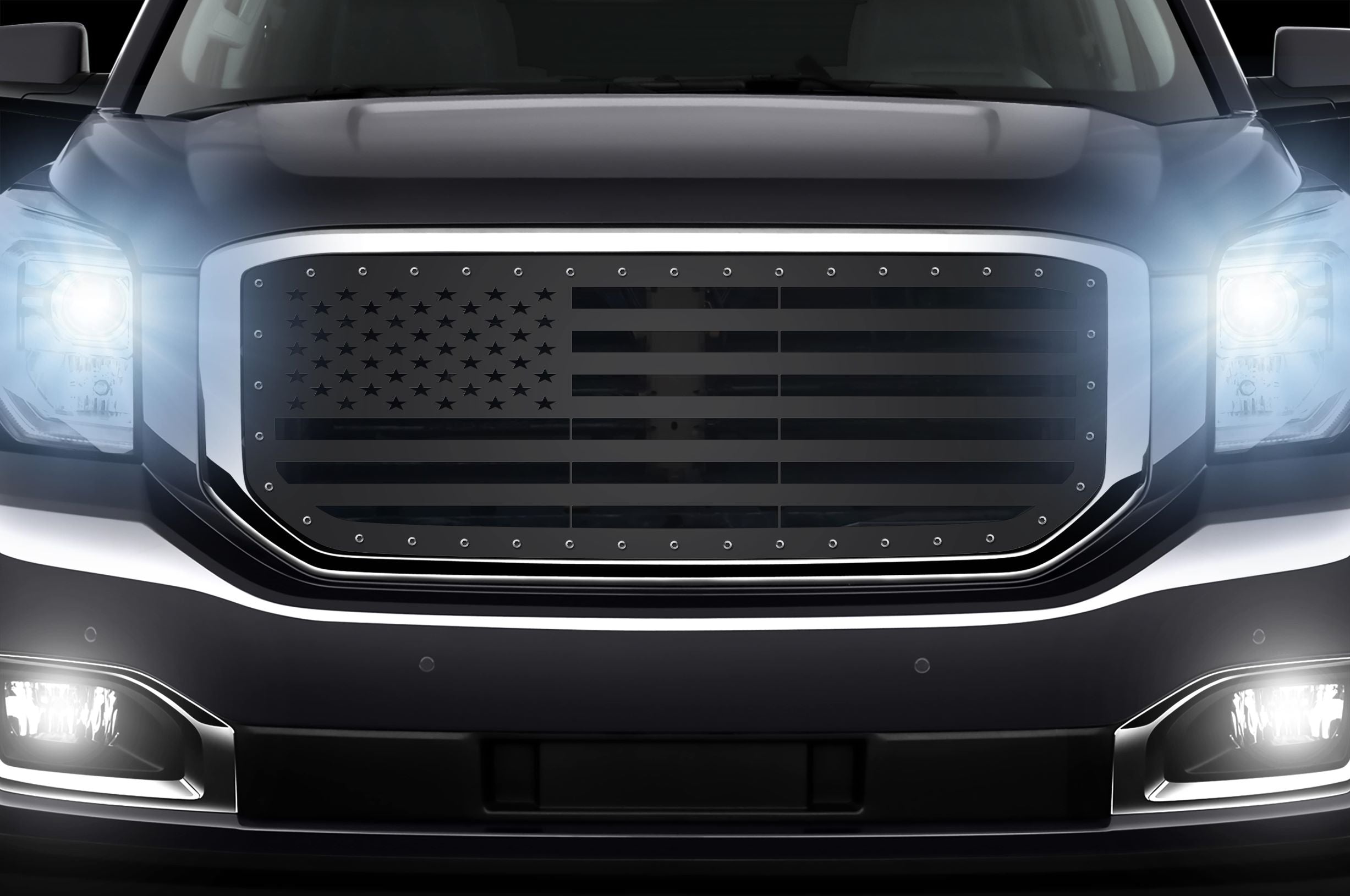 1 Piece Steel Grille for GMC Yukon Denali 2015-2020 -USA Flag