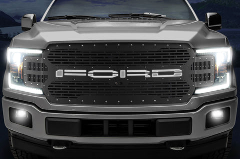 1 Piece Steel Grille for Ford F150 2018-2020 - FORD with XLite (LED Underlay)