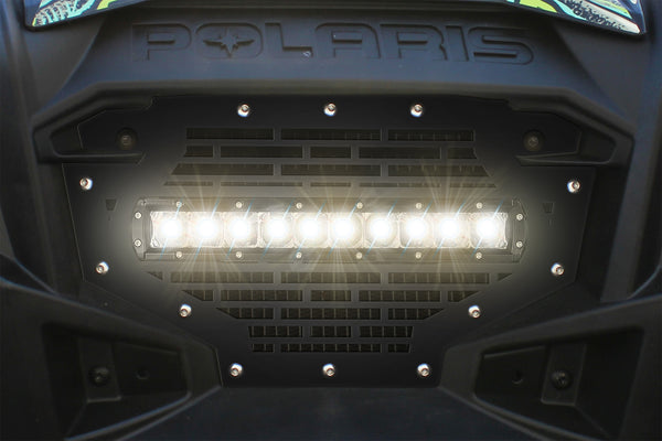 1 Piece Steel Grille for Polaris RZR 800/900 2011-2014 - BRICKS WITH LED LIGHT BAR
