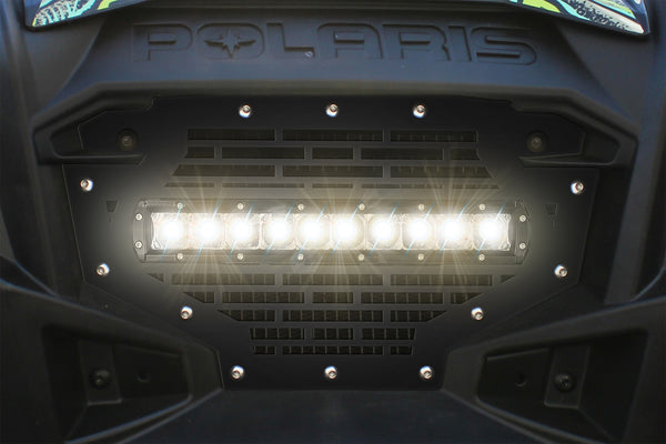 1 Piece Steel Grille for Polaris RZR 800/900 2011-2014 - BRICKS WITH LED LIGHT BAR