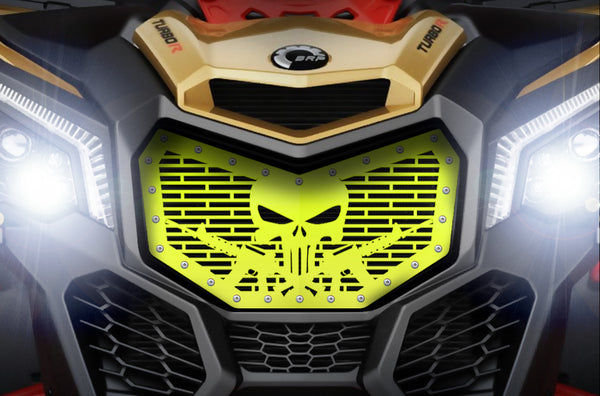 1 Piece Steel Grille CanAm Maverick X3 - PUNISHER SKULL AR-15