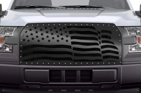 1 Piece Steel Grille for Ford F150 2015-2017 - AMERICAN FLAG WAVE