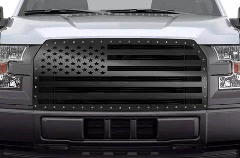 1 Piece Steel Grille for Ford F150 2015-2017 - AMERICAN FLAG FLAT