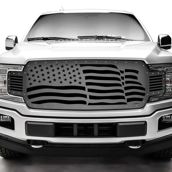 1 Piece Steel Grille for Ford F150 2018-2020 - Waving Flag