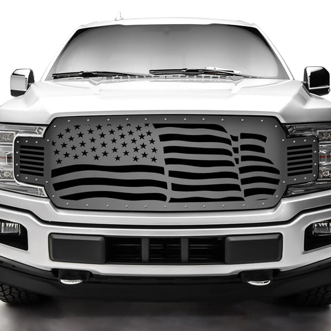 1 Piece Steel Grille for Ford F150 2018-2020 - Waving Flag