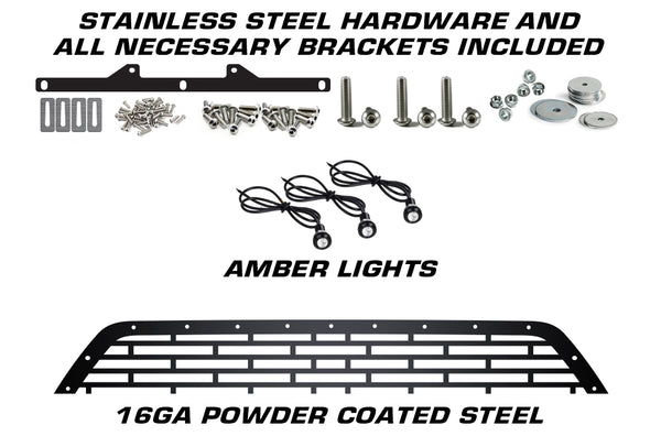 1 Piece Steel Grille for Ford F150 2009-2014 - OVAL Background 3 LED AMBER LIGHTS