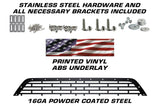 1 Piece Steel Grille for Ford F150 2009-2014 - FORD w/ USA Flag UNDERLAY OVAL Background