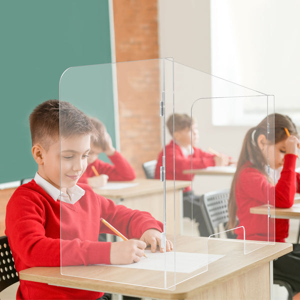 School Student Desk 3-Sided Sneeze Guard Clear Protective Barrier