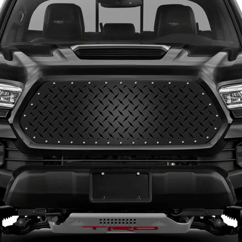 1 Piece Steel Grille for Toyota Tacoma 2016-2017 - DIAMOND TREAD PLATE MESH