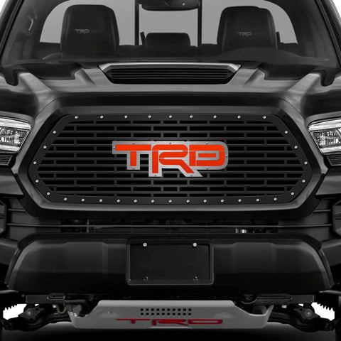 1 Piece Steel Grille for Toyota Tacoma 2016-2017 - TRD w/ INFERNO ACRYLIC UNDERLAY + SS Accent