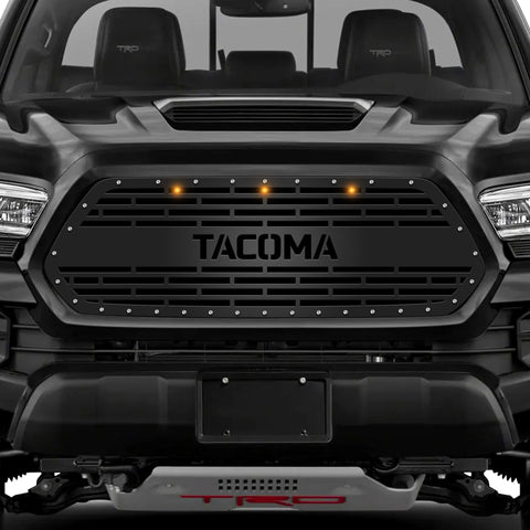 1 Piece Steel Grille for Toyota Tacoma 2016-2017 - TACOMA V1 w/ 3 AMBER RAPTOR LIGHTS