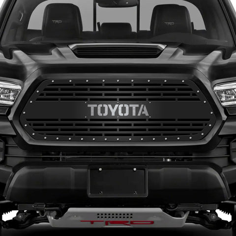 1 Piece Steel Grille for Toyota Tacoma 2016-2017 - TOYOTA V2 w/ STAINLESS STEEL UNDERLAY