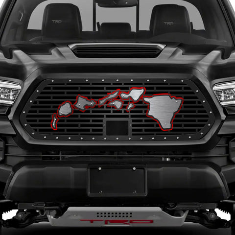 1 Piece Steel Pro Style Grille for Toyota Tacoma 2018-2022- HAWAII w/ STAINLESS STEEL + ACRYLIC UNDERLAY