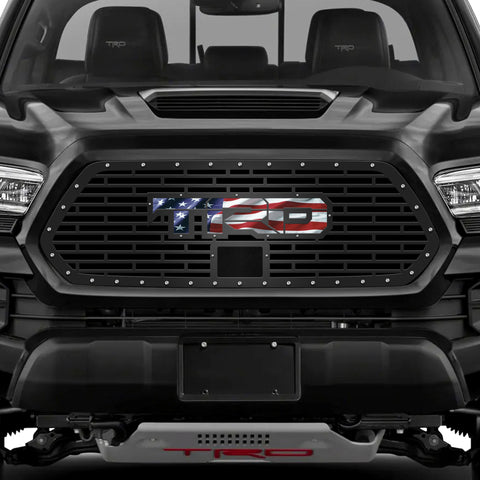1 Piece Steel Pro Style Grille for Toyota Tacoma 2018-2022- TRD w/ AMERICAN FLAG VINYL UNDERLAY